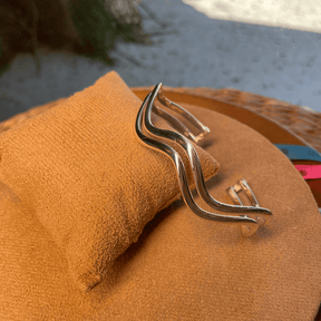 Bracelete Duas Luza Ondas Lisas em Prata 925