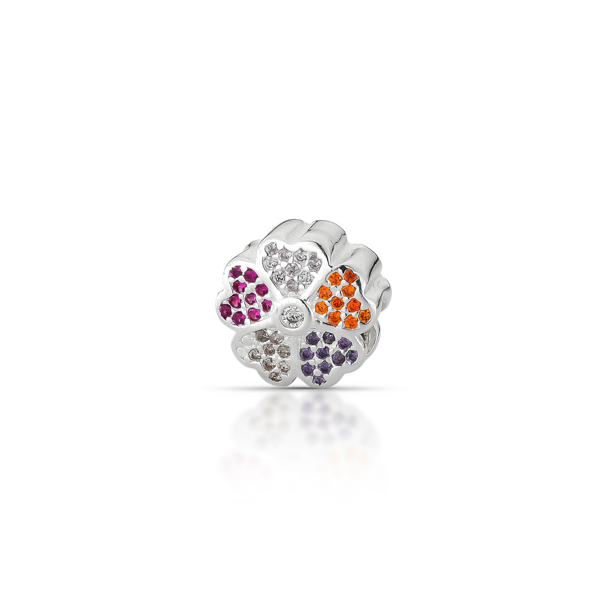 BERLOQUE SEPARADOR FLOR COM ZIRCÔNIAS COLORIDAS EM PRATA 925