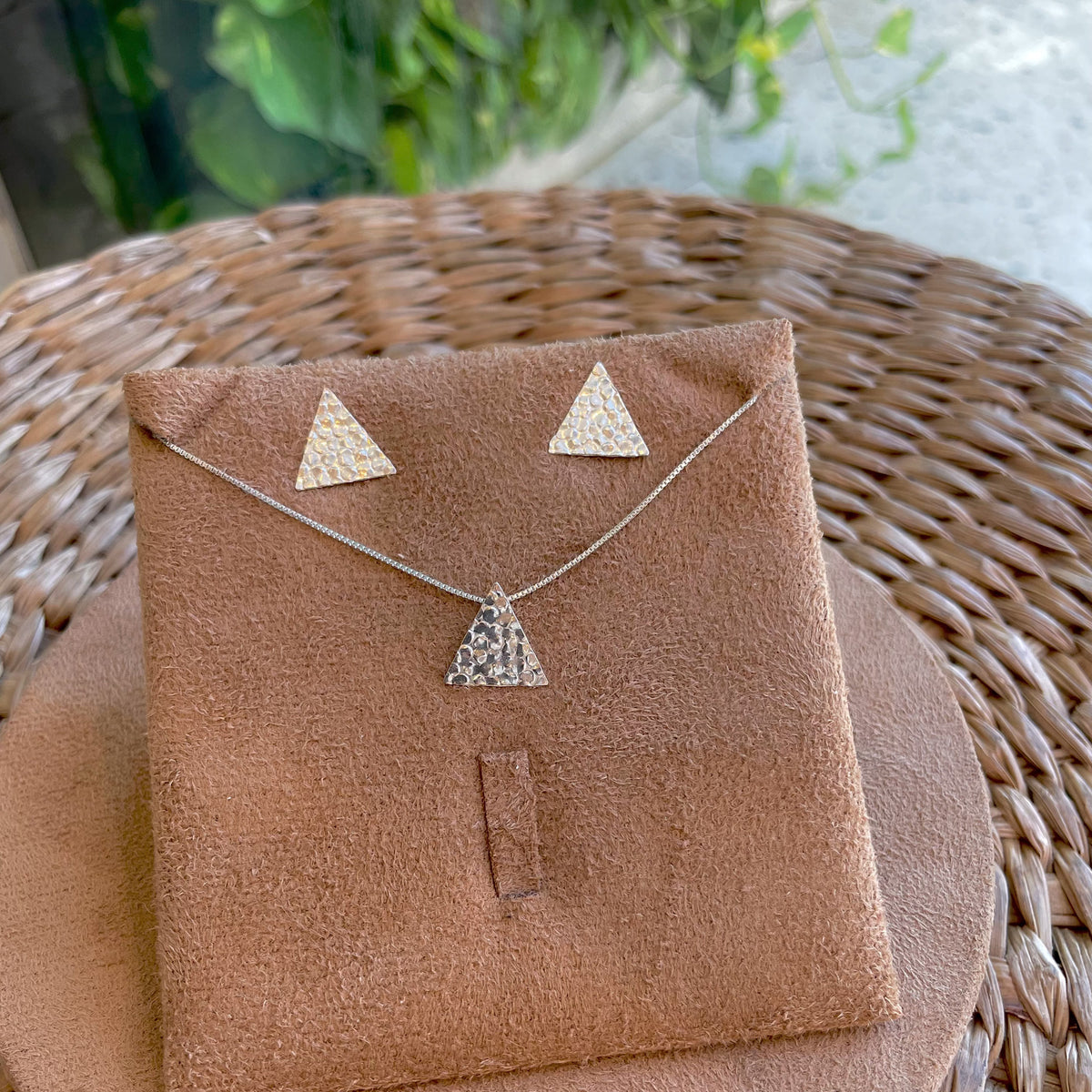 Conjunto Orgânico de Triângulo em Prata 925