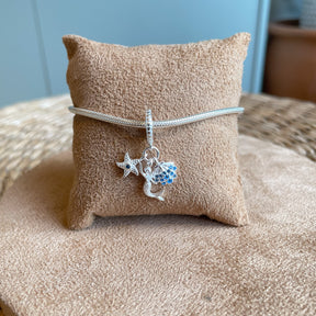 Berloque com 3 Pingentes Luza: Estrela, Sereia e Concha em Prata 925