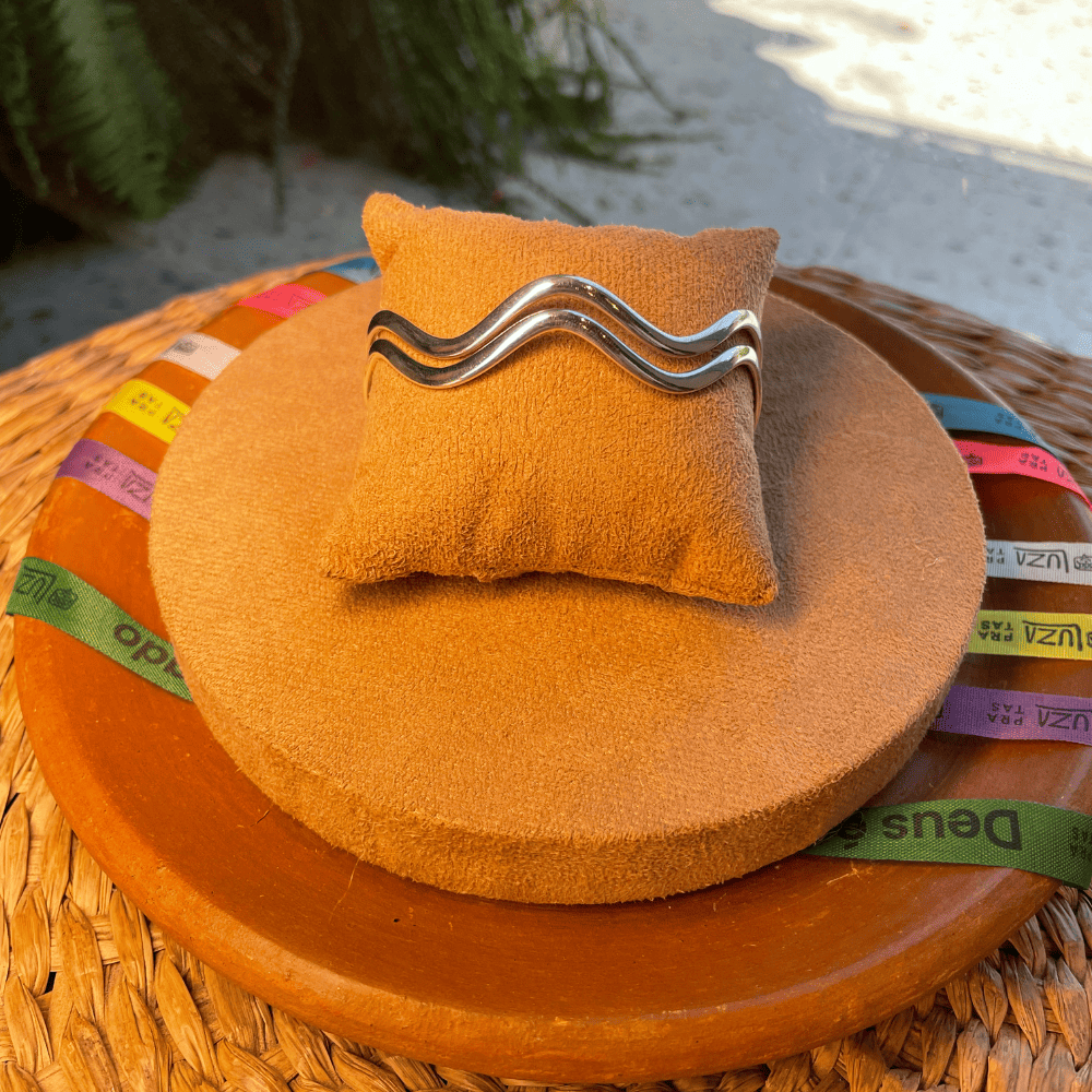 Bracelete Duas Luza Ondas Lisas em Prata 925