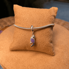 Berloque Luza de Pássaro Roxo com Zircônias em Prata 925