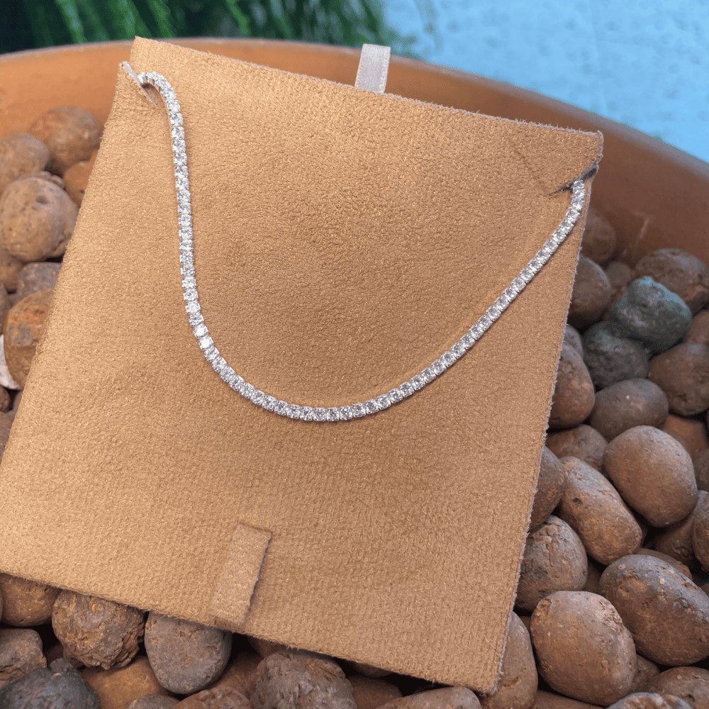 Colar Luza de Riviera Quadrada com Fecho Gaveta em Prata 925