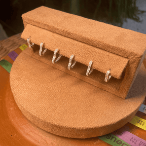 Trio Luza de Argolas de Coração Cravejadas de Zircônias em Prata 925