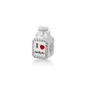 Berloque Perfume com Frase "Eu Amo Perfume"  em Prata 925