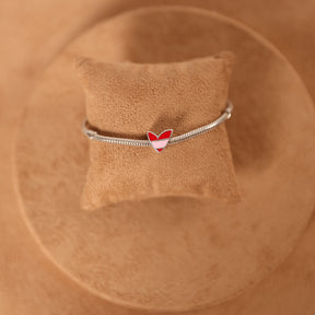 Berloque de Coração Rosa com Vermelho Luza em Prata 925