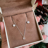 Conjunto Luza Ponto de Luz Redondo na Cor Cristal em Prata 925