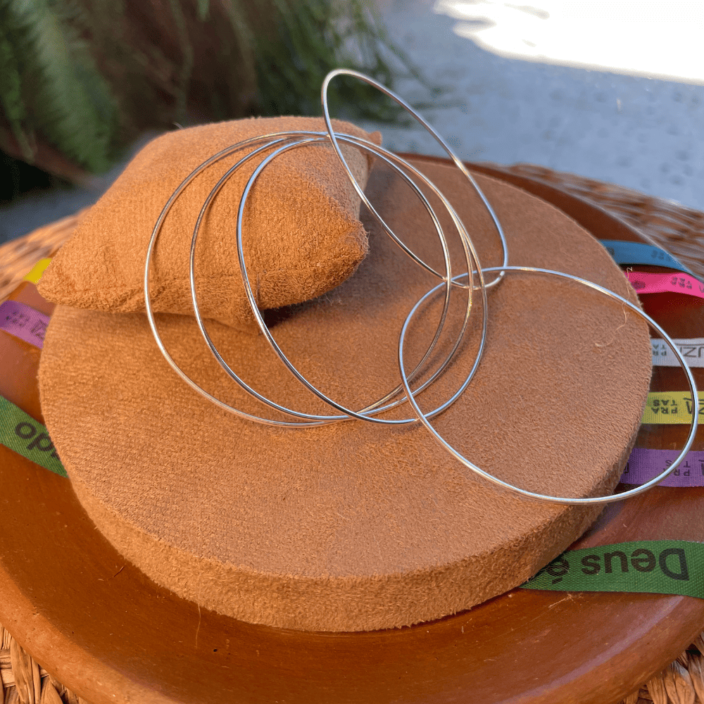 Bracelete Luza 5 em 1 de Aro Fino e Liso em Prata 925
