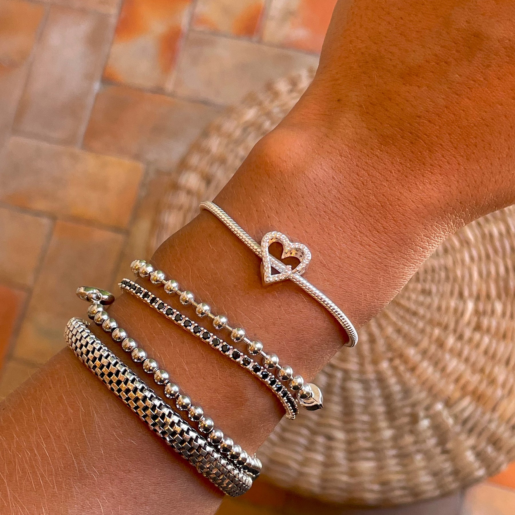 Berloque Coração Luza Cravejado em Prata 925