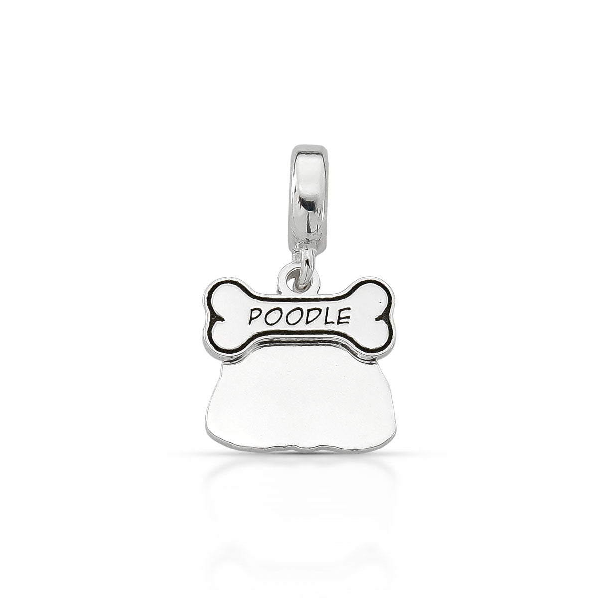 BERLOQUE CACHORRO POODLE COM OSSINHO EM PRATA 925