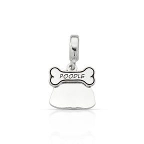 BERLOQUE CACHORRO POODLE COM OSSINHO EM PRATA 925