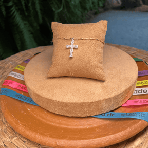 Pingente Luza de Cruz Cravejada de Zircônias Cristais em Prata 925