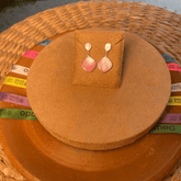 Brinco Pendente Luza de Pedra Leitosa Rosa em Prata 925