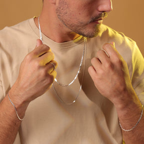 Pulseira Luza Masculina Piastrini Grossa em Prata 925