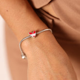 Berloque de Coração Rosa com Vermelho Luza em Prata 925