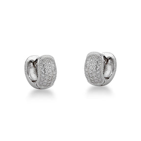 Brinco de Argola Pequena Cravejada em Prata 925