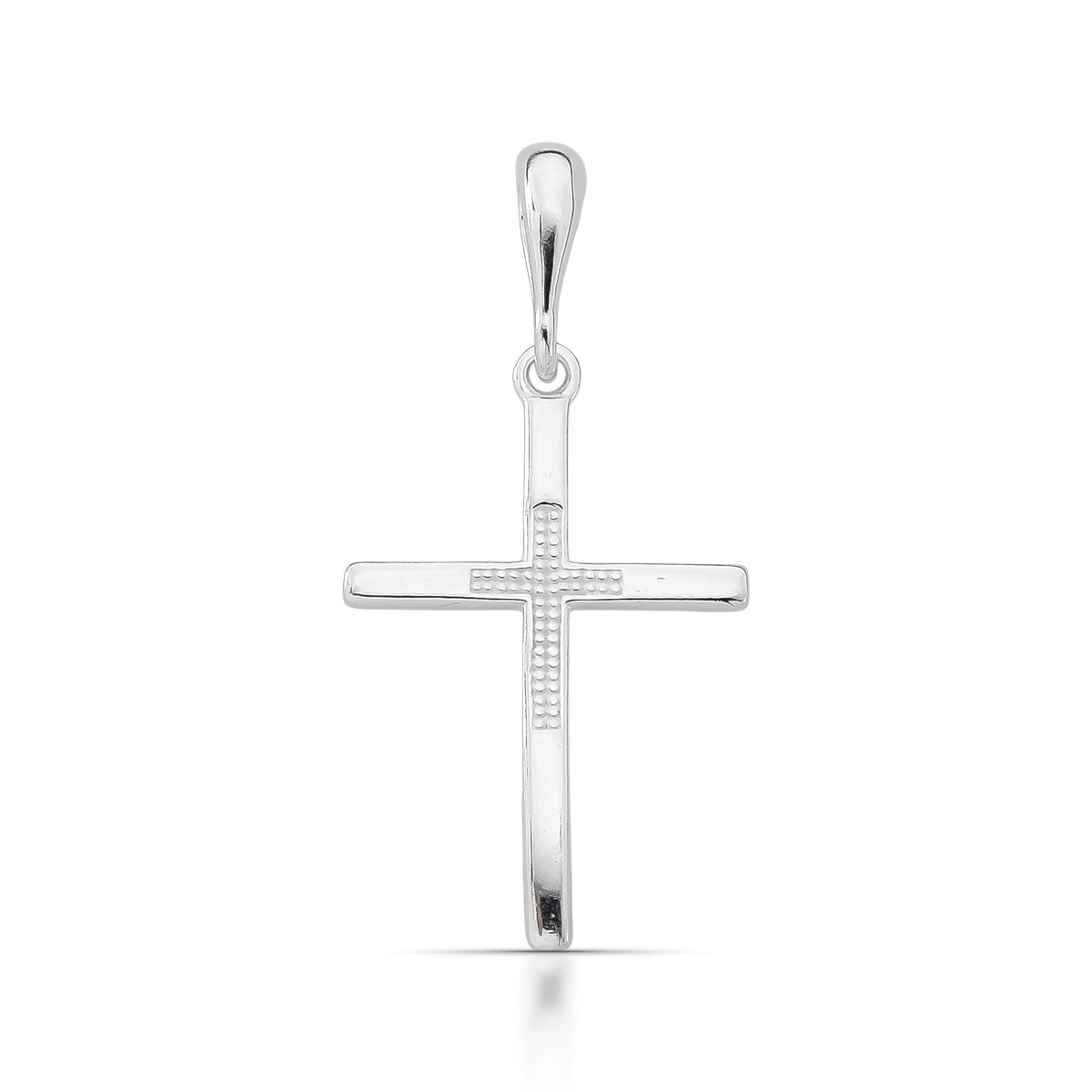 Pingente Luza  de Cruz Lisa com Cruz Pequena no Meio em Prata 925