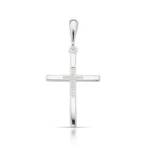 Pingente Luza  de Cruz Lisa com Cruz Pequena no Meio em Prata 925