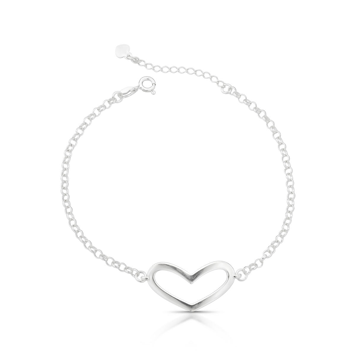 Pulseira Coração Vazado em Prata 925