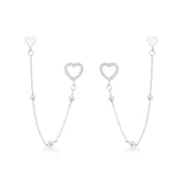 Brinco Ear Line Duplo de Corações em Prata 925