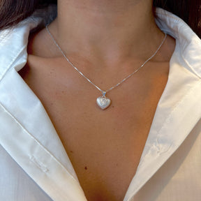 Pingente de Coração Luza Boleado com Espírito Santo em Prata 925