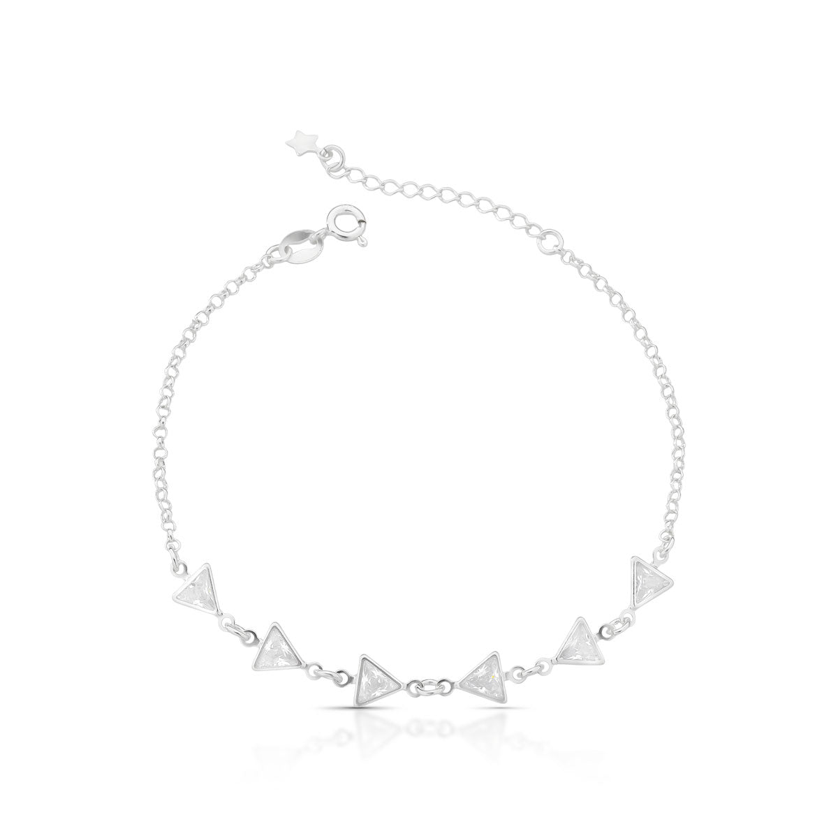 PULSEIRA LUZA DE ZIRCÔNIAS TRIANGULAREM PRATA 925