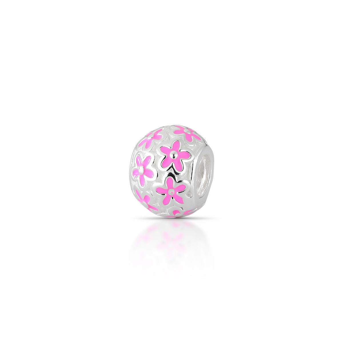 BERLOQUE SEPRADOR DE FLORZINHA ROSA EM PRATA 925