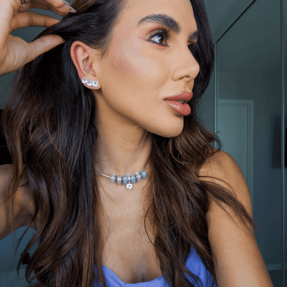 BRINCO TRIO LUZA DE FORMAS GEOMETRICAS DE PEDRA COLOR E ZIRCONIA EM PRATA 925