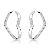 Brinco de Coração  Luza Grande e Liso com Fecho Tubo em Prata 925