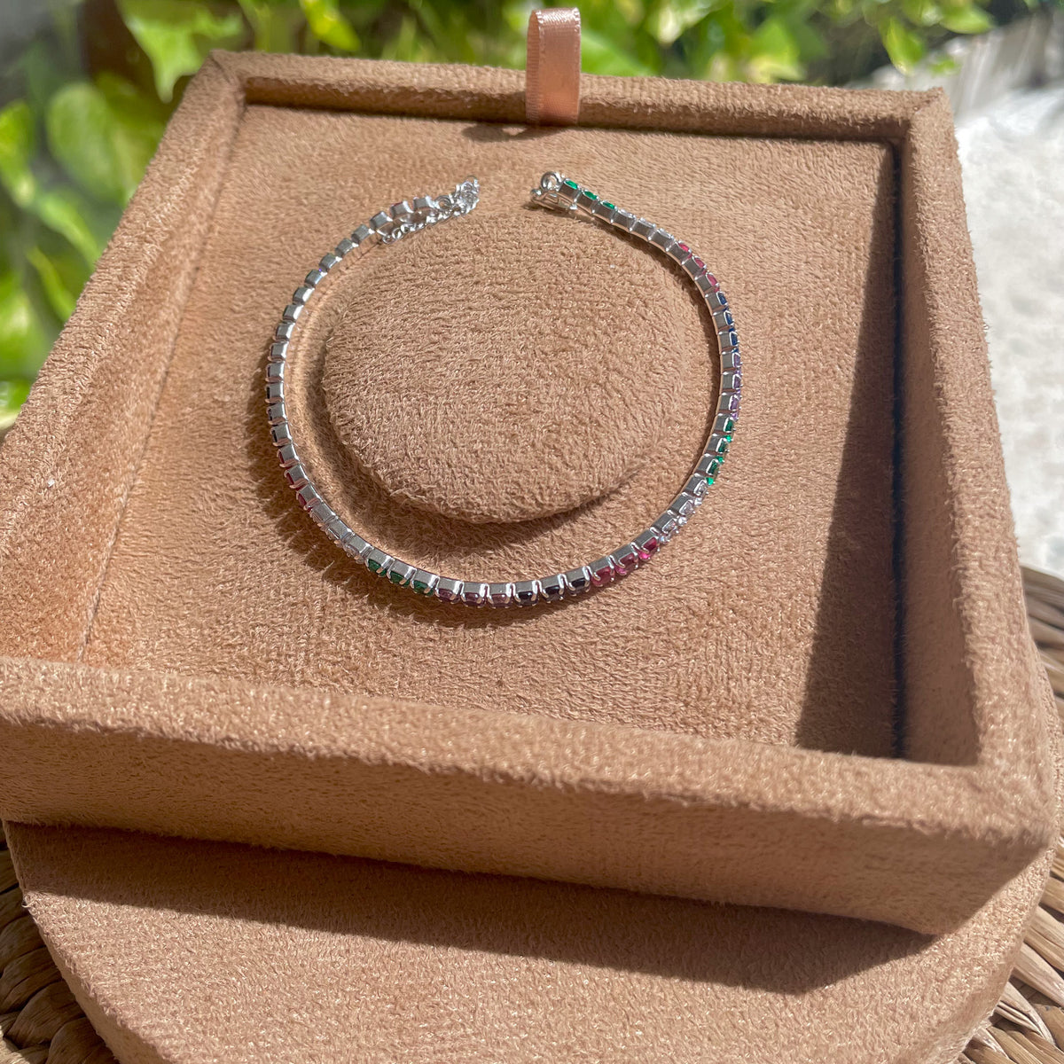 Pulseira Riviera Rainbow Fina Em Prata 925