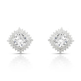 BRINCO QUADRADO LUZA CRAVEJADO DE ZIRCONIA COM PONTO DE LUZ REDONDO EM PRATA 925