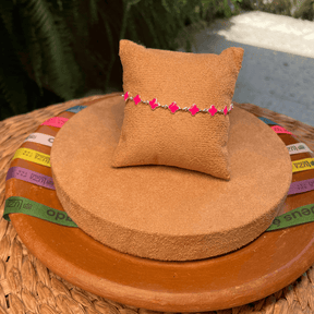 PULSEIRA LUZA DE MINI TREVO ROSA EM PRATA 925