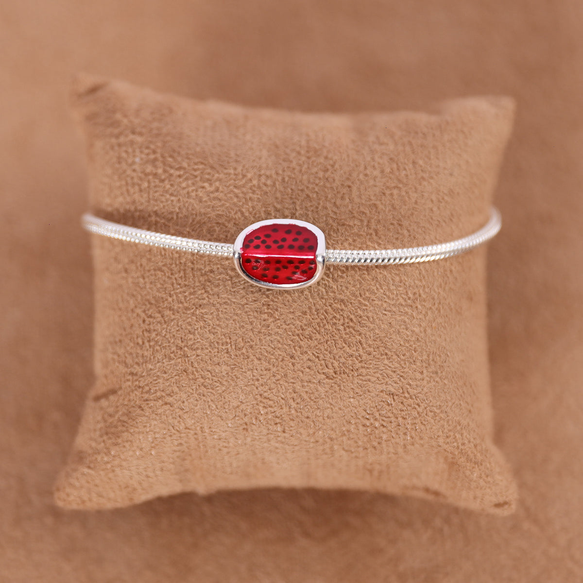 Berloque de Melancia Esmaltada Luza em Prata 925