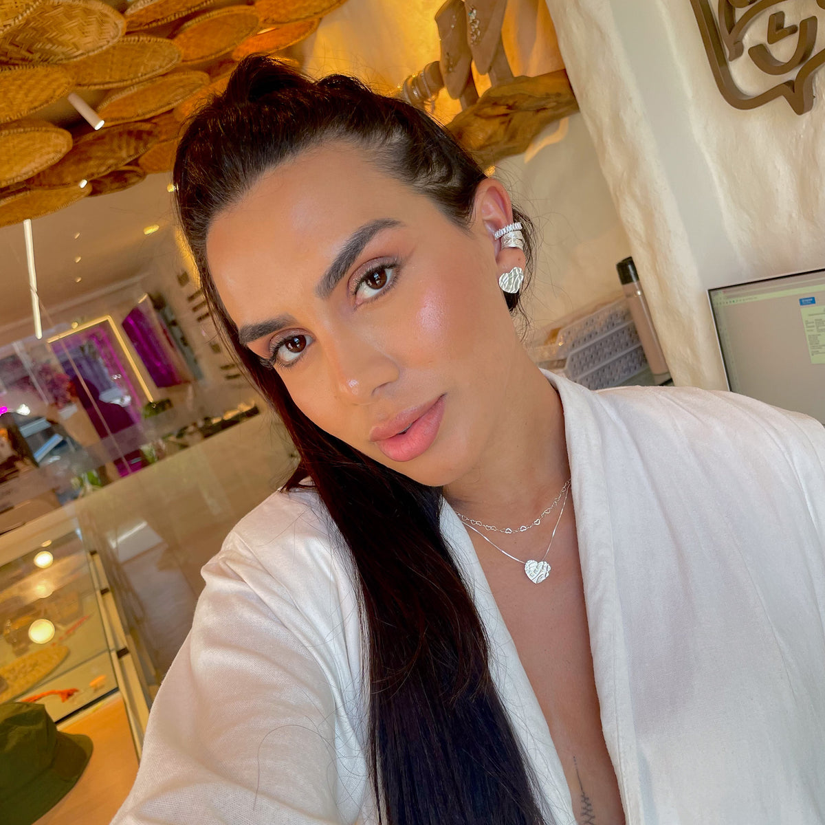 Conjunto de Coração Luza Orgânico em Prata 925