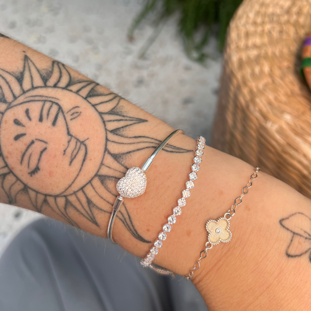 Bracelete com Fecho Cravejado em Prata 925