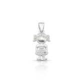 Pingente Menina Cravajado de Zirconia com Detalhes Lisos em 925