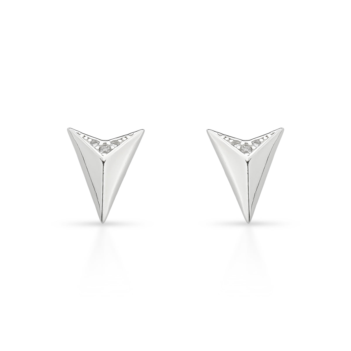 Brinco Tringular com Detalhe Diamantado e Zirconia Luza em Prata 925