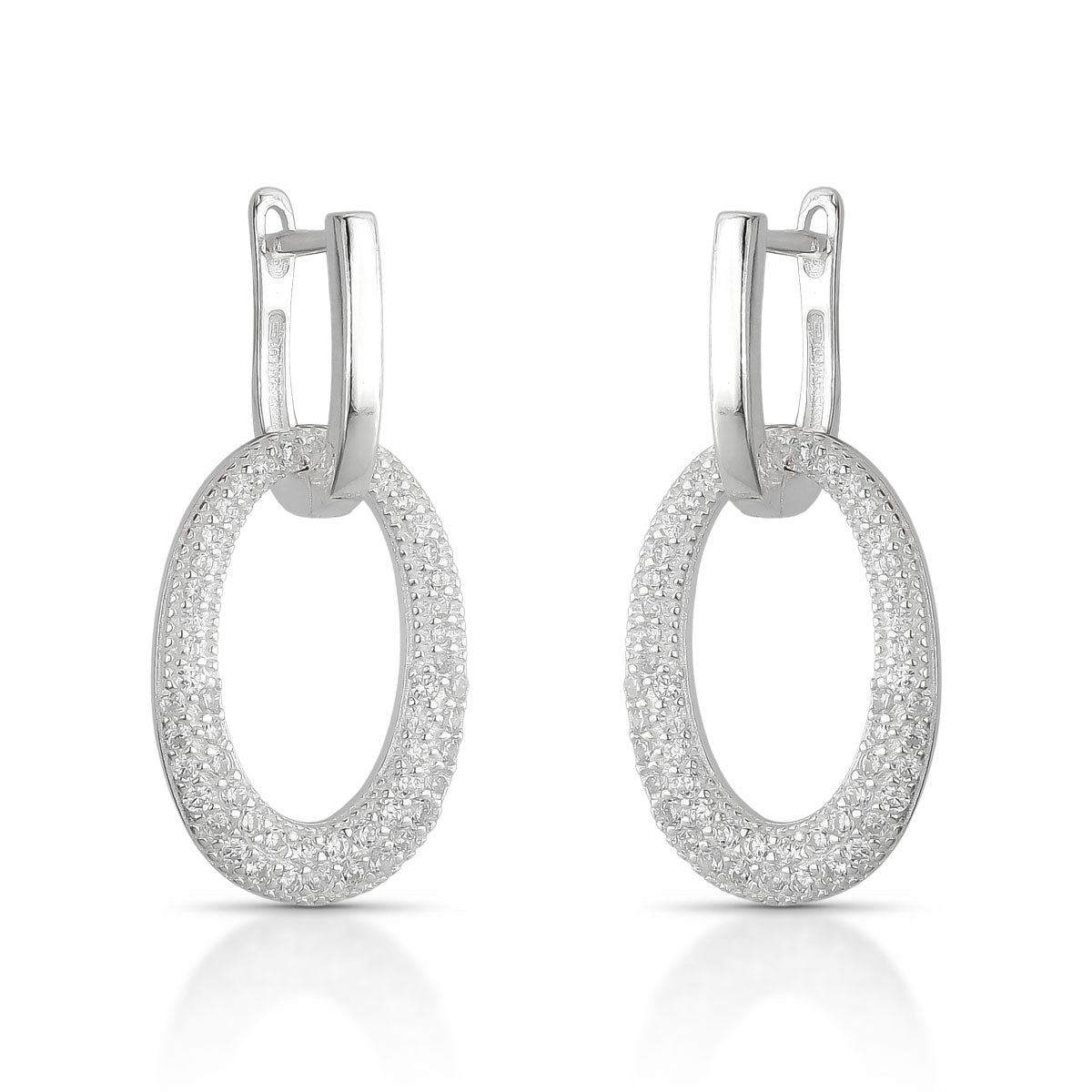 Brinco Argola Luza Desmontável Cravejada de Zirconia em Prata 925