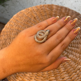 Anel Luza Luxo de Cobra Cravejada de Zirconia em Prata 925