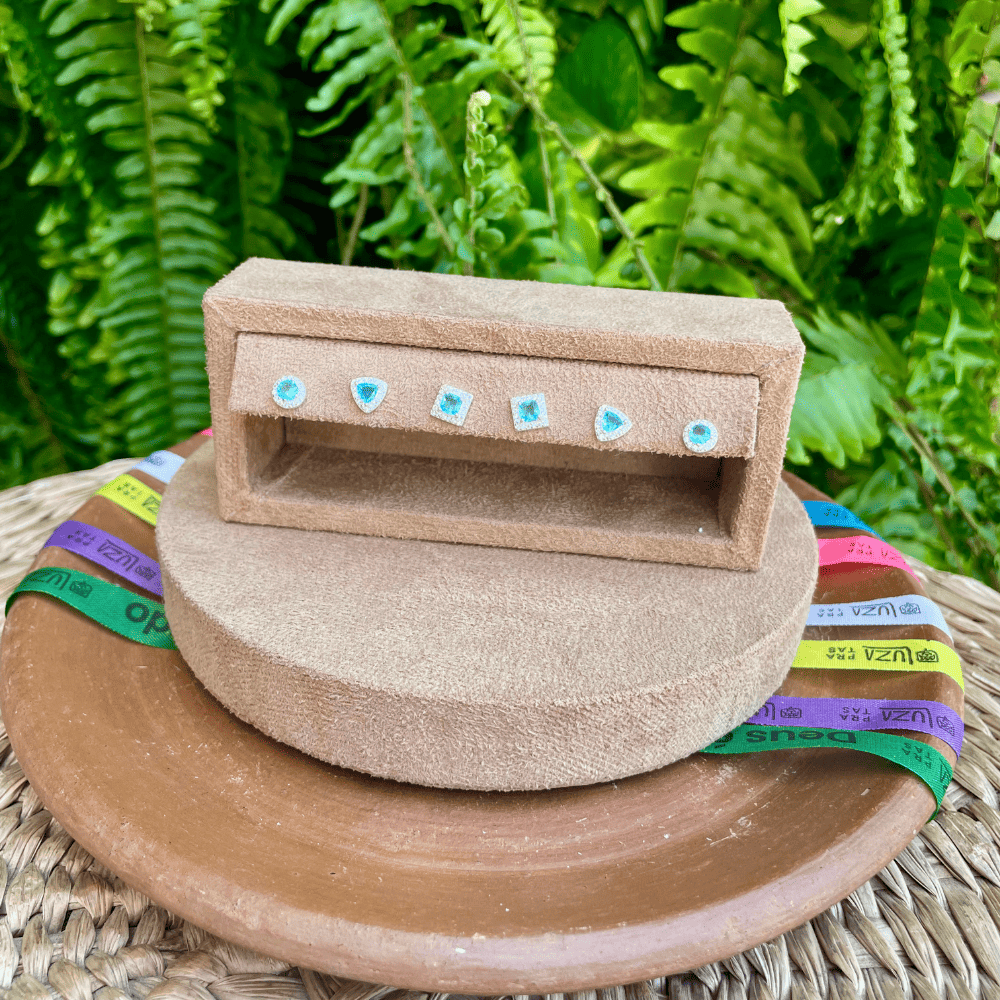 BRINCO TRIO LUZA DE FORMAS GEOMETRICAS DE PEDRA COLOR E ZIRCONIA EM PRATA 925