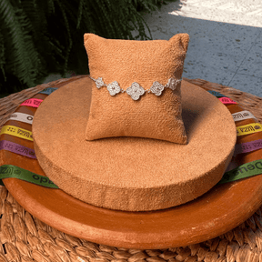 Pulseira Luza Cinco Trevos Cravejados de Zircônia em Prata 925