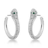 Brinco Argola de Cobra Cravejado de Zircônias em Prata 925