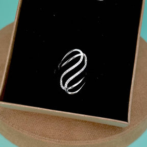 Anel de Linhas com Zircônia em Prata 925