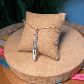 Pingente Luza Placa de Seta com Pedra Turquesa em Prata 925