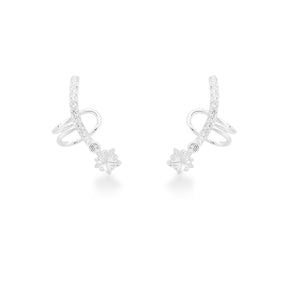 Brinco Ear Cuff com Ponto de Luz Estrela e Zircônias em Prata 925