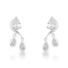 Brinco de Gota Cristal com Pontos de Luz Pendentes em Prata 925