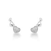 Brinco Ear Cuff Luza com 2 Corações Lisos e 1 Cravejado em Prata 925