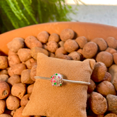 BERLOQUE SEPARADOR  LUZA DE FLORES COLORIDAS EM PRATA 925