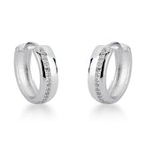 Brinco de Argola Luza Média e Grossa com 1 Linha Cravejada em Prata 925