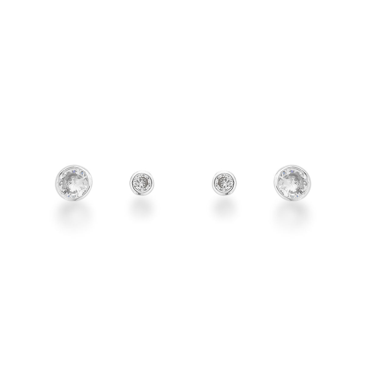 Brinco Dupla de Pontos de Luz Cristal em Prata 925